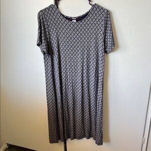 Old Navy Navy Blue and White Patterned Dress